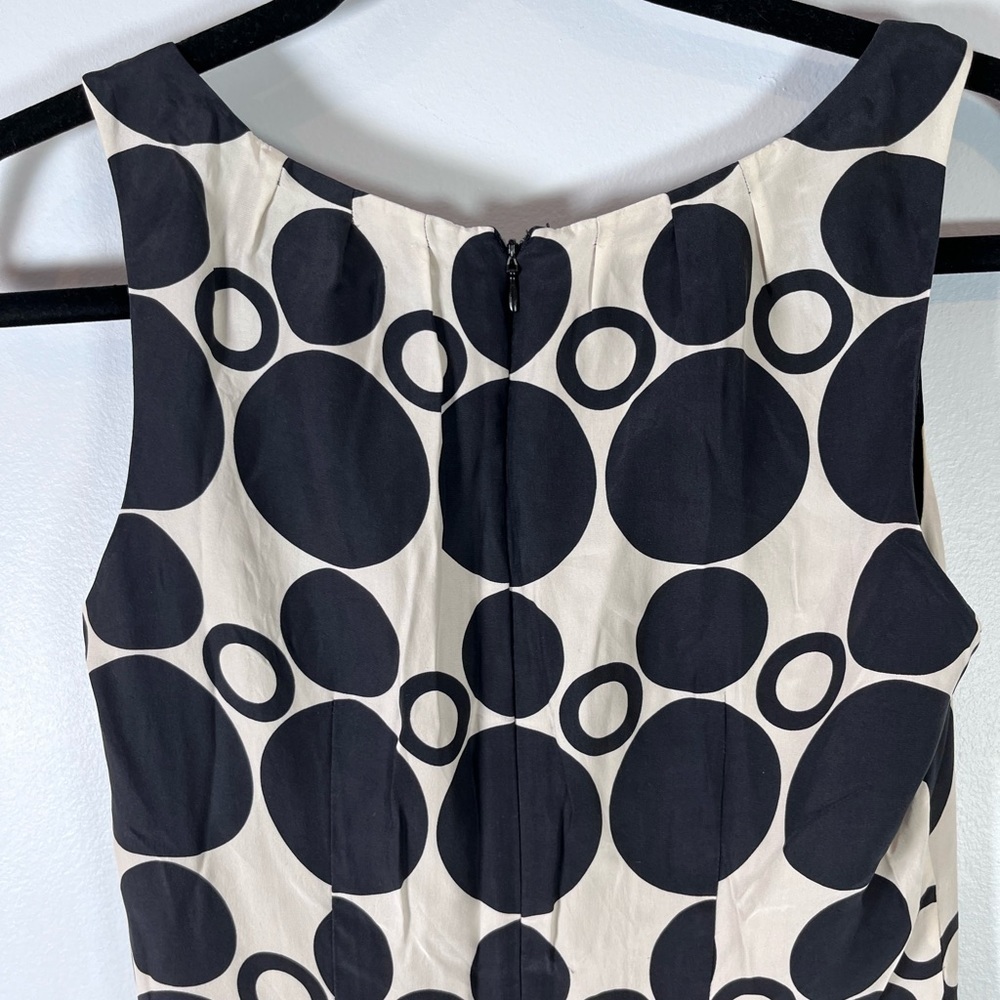 Ice 100% silk women’s black and cream geometric print midi dress Lined Size 4 - Picture 4 of 10